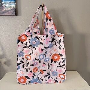 Kate Spade Floral Reusable Tote Bag Pink Blue Eco Shopper Market Beach